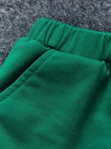 SHEIN 男小童標語圖案T恤和短褲 - 彩色 - 查看 4