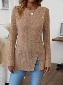 SHEIN LUNE 女士T恤 - 杏色 - 查看 5