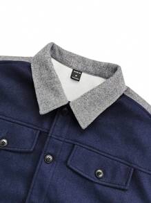 Manfinity EMRG 男士顏色拼接下垂肩外套,寬鬆版型,無帽款式 - 藍色 - 查看 5