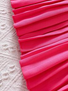 SHEIN 小女童彼得潘領荷葉邊連衣裙 - 玫紅色 - 查看 4