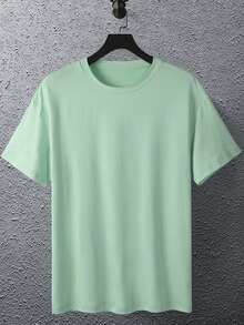 Aesthetic Post Hombres Camiseta de hombros caídos con estampado de letra - Verde - Ver 6