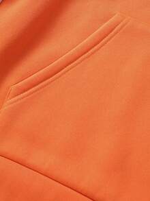 Manfinity Hypemode Hombres Capucha con estampado de slogan con bolsillo de canguro con cordón - Naranja - Ver 5