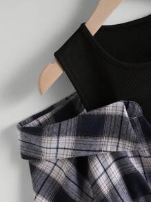 Flirla Hơn In kẻ sọc Vai lạnh Một nửa khóa kéo Áo 2 trong 1 - Nhiều màu - Xem 4