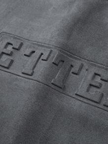 Manfinity Homme 男士寬鬆長袖字母凹凸感運動衫 - 深灰色 - 查看 3