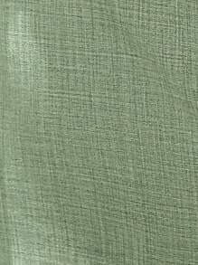 SHEIN LUNE 捲邊袖腰帶襯衫連衣裙 - 綠色 - 查看 3