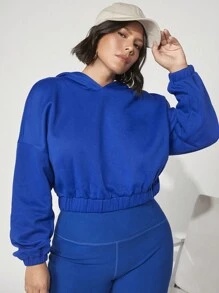 SHEIN BASICS Plus Cozy Fleece Drop Shoulder Thermal Hoodie