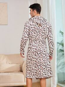 Hombres Bata con cinturón con estampado de leopardo - Multicolor - Ver 2