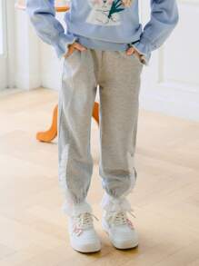 女童（小）長褲 - 淺灰色 - 查看 4