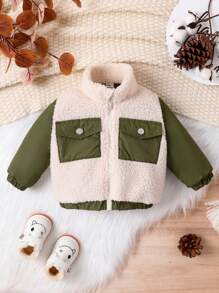 Đứa bé trai Hai âm Túi có nắp Áo Teddy Jackets - Nhiều màu - Xem 1