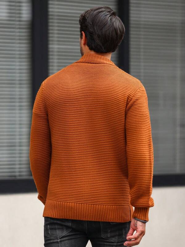 mens cable knit shawl collar cardigan