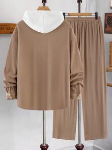 Manfinity Homme Áo sơ mi và quần có túi nắp cho nam - Màu Khaki - Xem 2