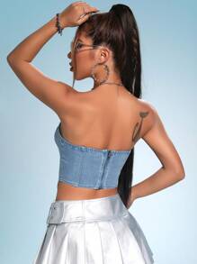 SHEIN ICON Top bandeau unicolor mezclilla