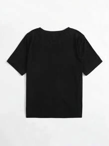 Flirla 大碼字母圖案T恤 - 黑色 - 查看 2