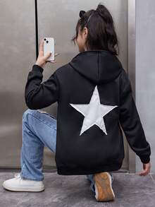 Áo nỉ kéo khóa có họa tiết ngôi sao dành cho thiếu nữ - màu đen - Xem 4