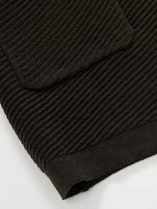 男士双口袋纽扣开衫，透气 - 咖啡棕 - 查看 4