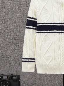 SHEIN Young Boy Striped Pattern Cable Knit Jumper - Multicolor - View 5