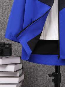 SHEIN 小男孩拼色連帽防水外套 - 彩色 - 查看 3