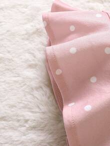 女嬰波點圖案荷葉邊洋裝帶狗狗刺繡 - 粉色 - 查看 6