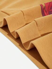 SHEIN EZwear Hơn In mặt trời Thả vai Áo nỉ - Màu vàng - Xem 7