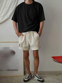 DAZY Men Solid Waffle Knit Tee - Black - View 4