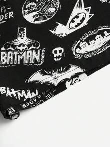 Batman X ROMWE Letter Graphic PJ Set, School - Black - View 6