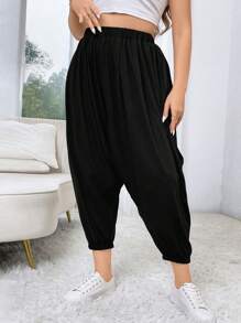 Flirla Talla grande Pantalones de entrepierna caída unicolor
