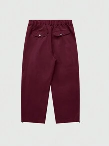 INFLATION Men Solid Slant Pocket Wide Leg Pants - Burgundy - View 2