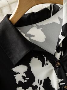 Mulvari Hơn In hoa Knot Cuff Áo sơ mi - Nhiều màu - Xem 3