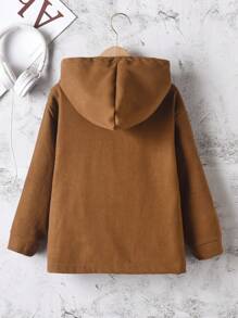 Tween Boy Flap Pocket Hooded Coat & Bag - Brown - View 2