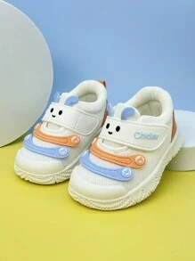 男女通用婴儿休闲运动鞋，防滑，魔术贴，户外步行鞋 - 白色 - 查看 3