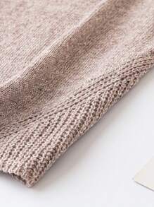 SHEIN LUNE Plus Marled Knit Top - Khaki - View 5