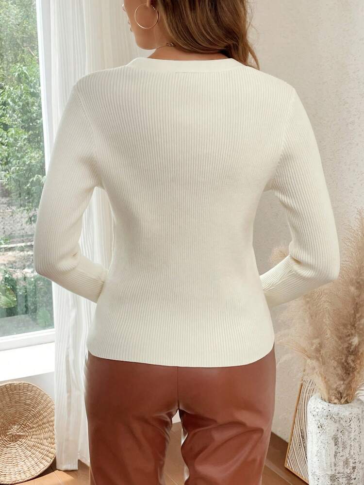 Cut Out Button Front Sweater