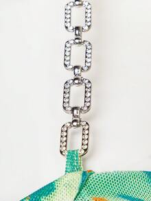 SHEIN Unity Đầm mini in họa tiết chuỗi đá Rhinestone - Nhiều màu - Xem 6