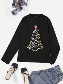 SHEIN LUNE 星星與燈光印花 T 卹