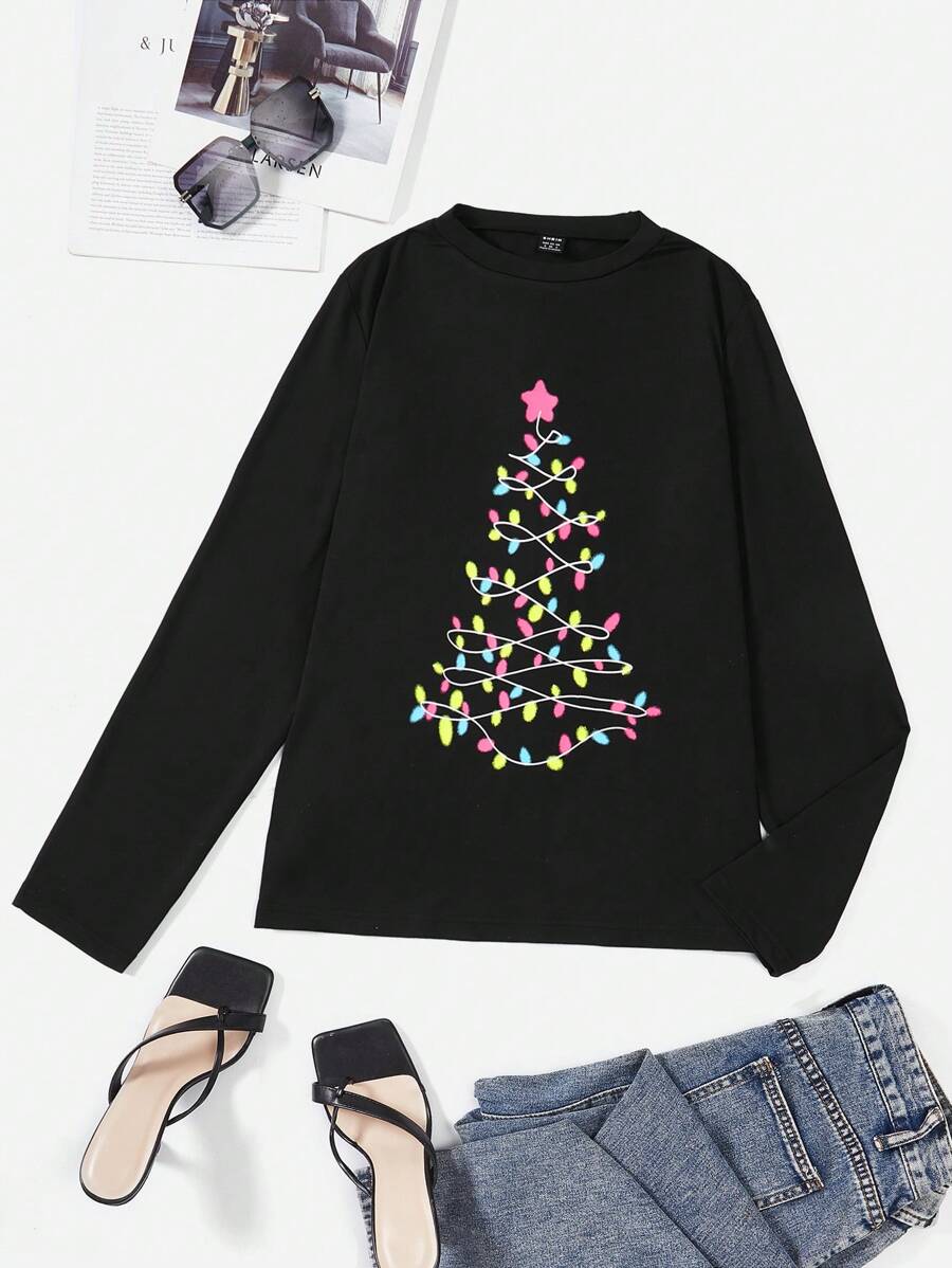 SHEIN LUNE 星星與燈光印花 T 卹