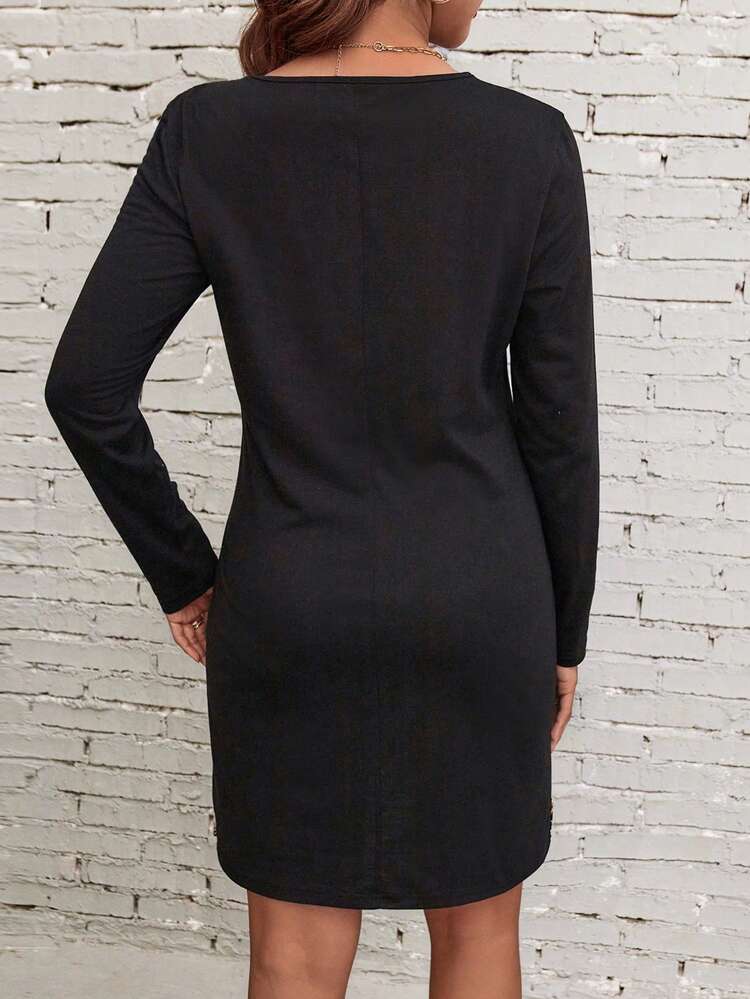 Contrast Sequin Tape Tee Dress