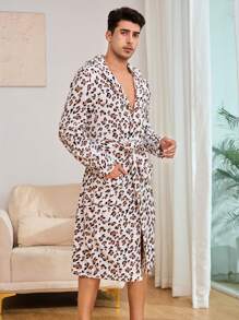 Hombres Bata con cinturón con estampado de leopardo - Multicolor - Ver 5