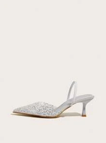 Women's Fashionable Faux Pearl & Rhinestone Decorated High Heel Shoes For Spring/summer, Designed For Outdoor