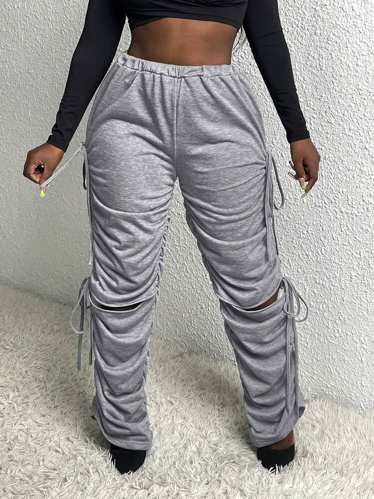 Drawstring Side Ruched Sweatpants