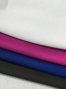 Flirla Hơn 4pcs Chất rắn Áo ba lỗ - Màu Hồng Tươi - Xem 3