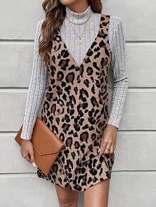 SHEIN LUNE In hoa Báo Đầm Tổng thể & Áo thun - Màu Khaki - Xem 7