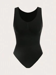 SHAPORA Solid Shapewear Bodysuit - Black - View 4