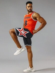 Manfinity Sport Corelite Bộ đồ thể thao họa tiết sọc & chữ cái cho nam, Bộ đồ thể thao, Bộ đồ thể thao - Nhiều màu - Xem 6