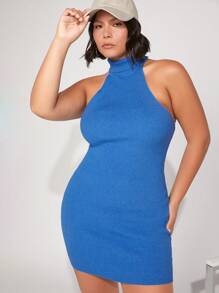 SHEIN BASICS Plus Turtleneck Bodycon Sweater Dress
