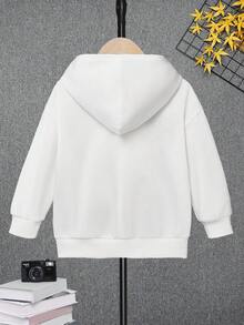 Young Boy Letter & Cartoon Graphic Sweatshirt - White - View 2