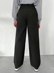 SHEINNeu Pantalones unicolor bajo con cordón