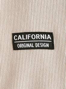 Manfinity VCAY Men Two Tone Letter Patched Detail Corduroy Shirt Without Tee, For Fall, Long Sleeve Top