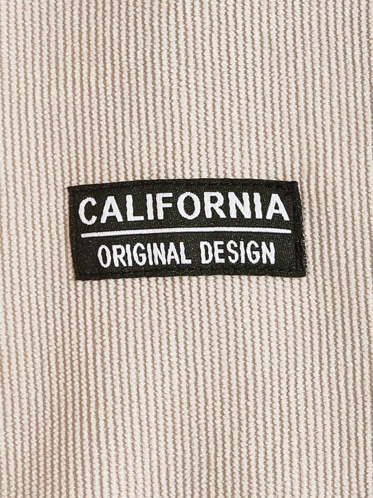 Manfinity VCAY ملابس علوية كوردوروي بتفاصيل رقعة حرف ثنائي اللون بدون تي شيرت، للخريف، ملابس علوية بأكمام طويلة - متعدد الألوان - مشاهدة 3