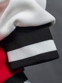 Tween Boy 1pc Letter Graphic Two Tone Varsity Jacket - Multicolor - View 5