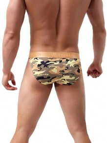 Men Camo Print Brief - Yellow - View 2